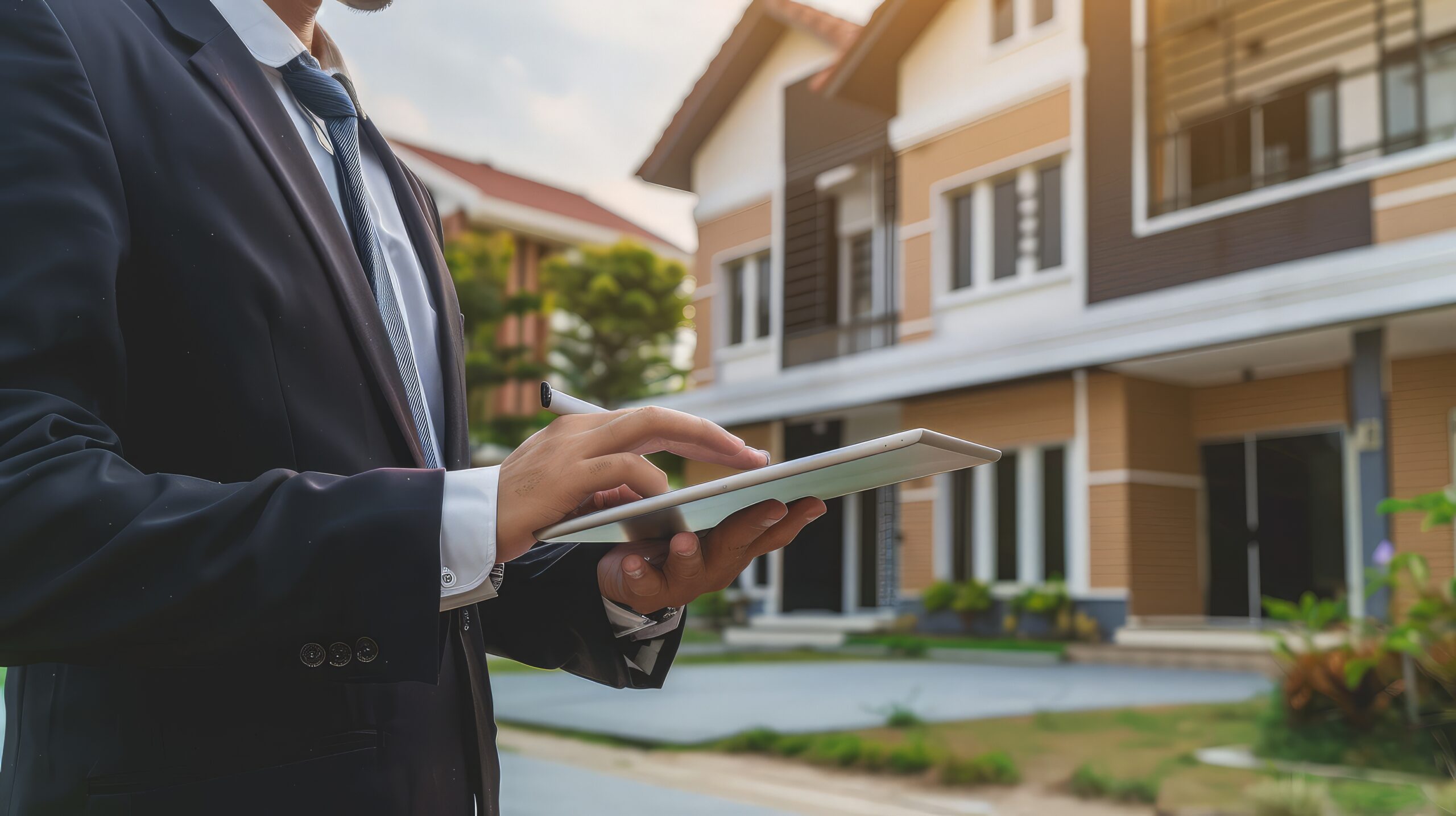 Real Estate Agent Using Tablet